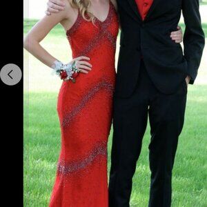 Red Sequence Prom Dress - Size 4